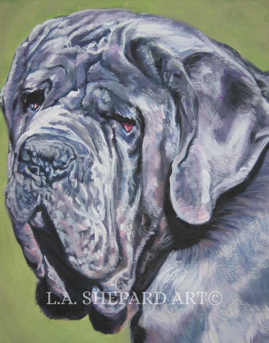 NEAPOLITAN MASTIFF portrait dog art canvas PRINT of LAShepard painting 8x10