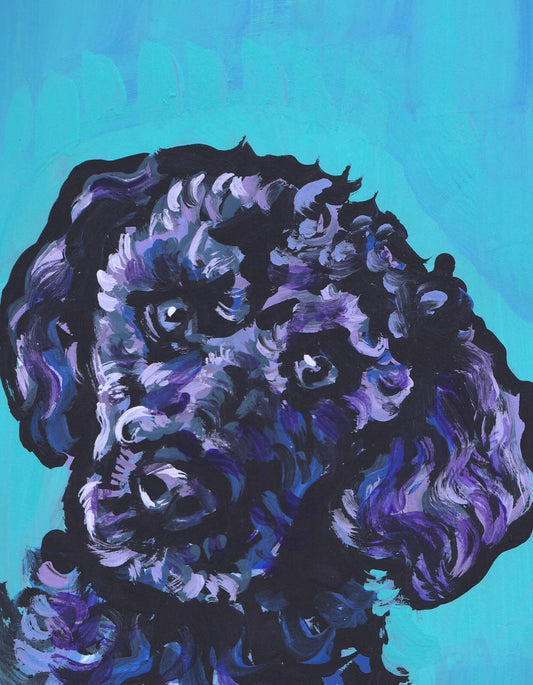 labradoodle DOODLE art print of pop dog art painting bright colors 8.5x11"