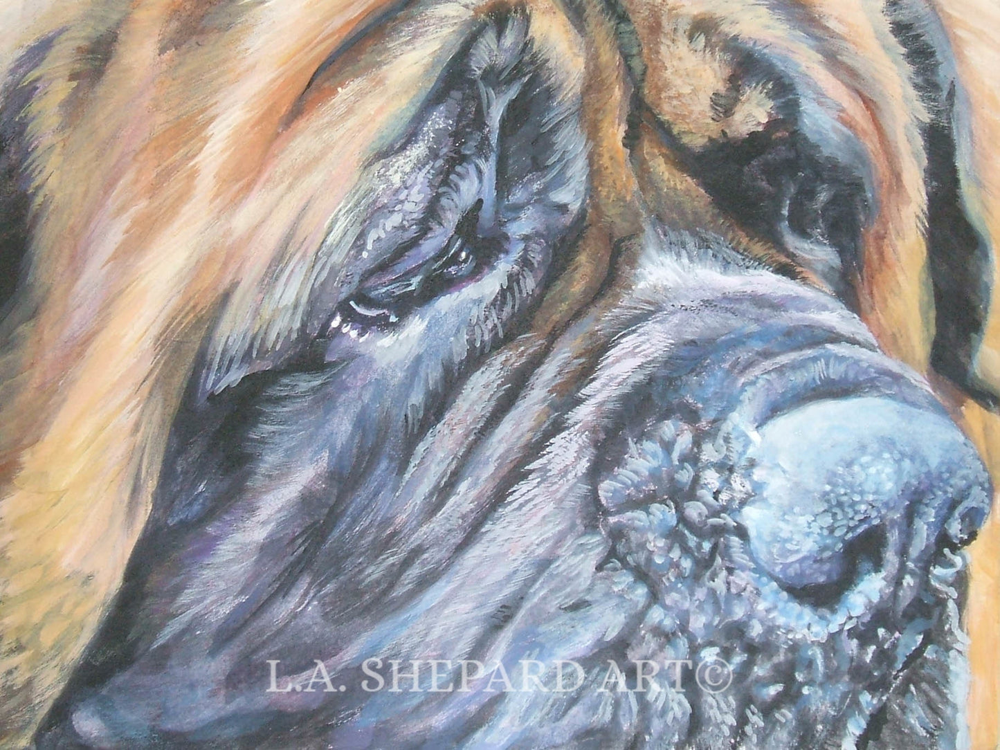 Mastiff "Tired Eyes (English Mastiff)" Giclée Print of Original Painting by LA Shepard