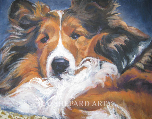 Shetland Sheepdog SHELTIE PORTRAIT dog ART print of LAShepard painting 8x10