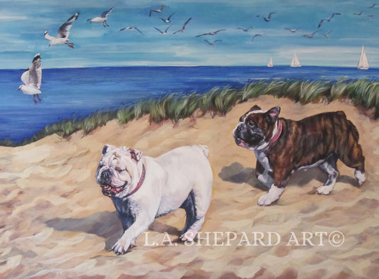 ENGLISH BULLDOG dog art  canvas PRINT of LAShepard painting 11x17"