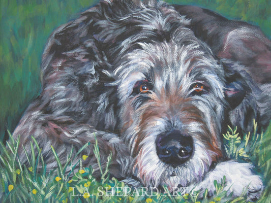 IRISH WOLFHOUND DOG art canvas print of LAShepard painting 8x10