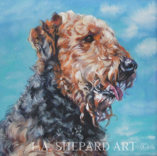 Airedale Terrier "Summer with My Airedale Terrier" Giclée Print of Original Painting by LA Shepard