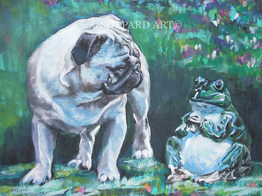 PUG dog ART portrait canvas PRINT of LAShepard painting 8x10"