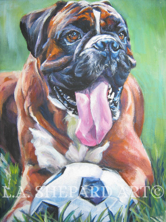 BOXER DOG ART portrait print of LAShepard painting 8x10