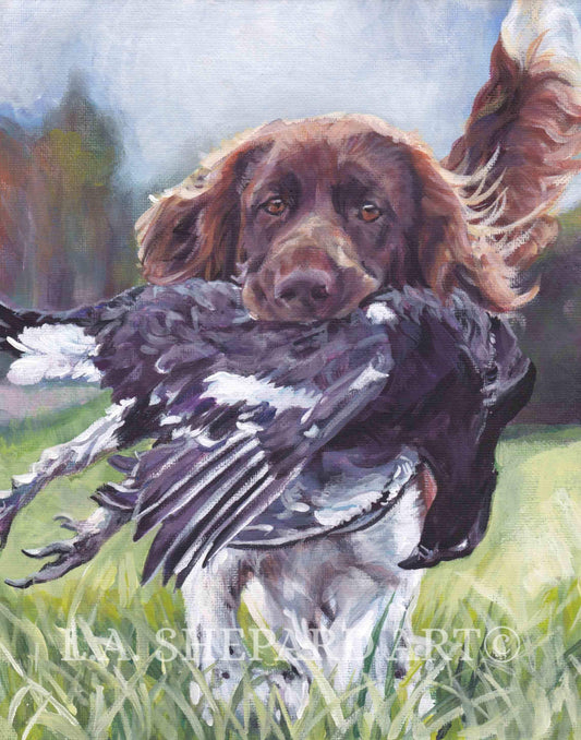 SMALL MUNSTERLANDER dog ART print of LAShepard painting 11x14"