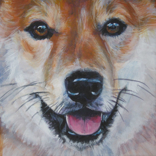 Shiba Inu art print dog portrait of LAShepard painting 8x8