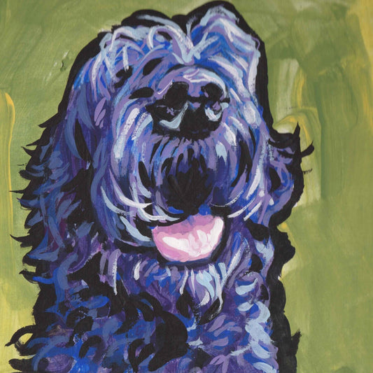 SCHNOODLE portrait art colorful print of pop art dog painting bright colors 12x12"