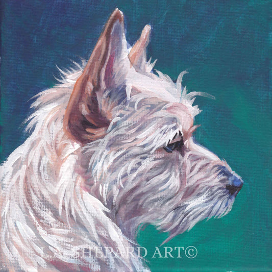Portuguese Podengo Pequeno dog portrait art print of LA Shepard painting 8x8
