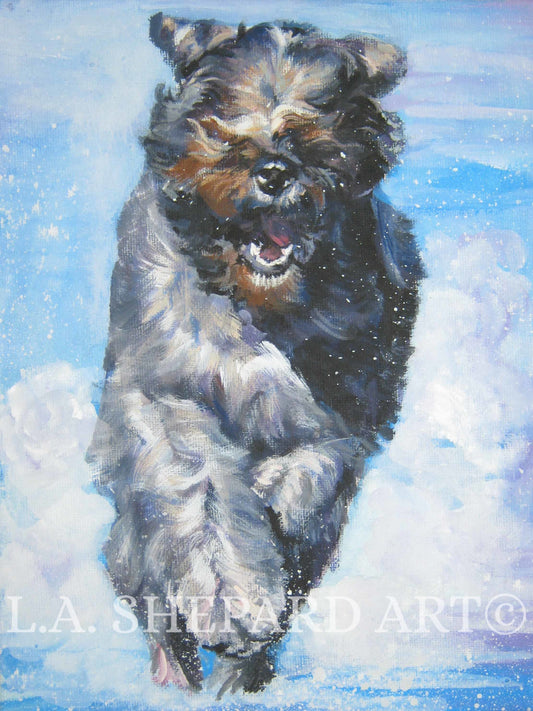 BOUVIER DES FLANDRES dog art print of LAShepard painting 12x16