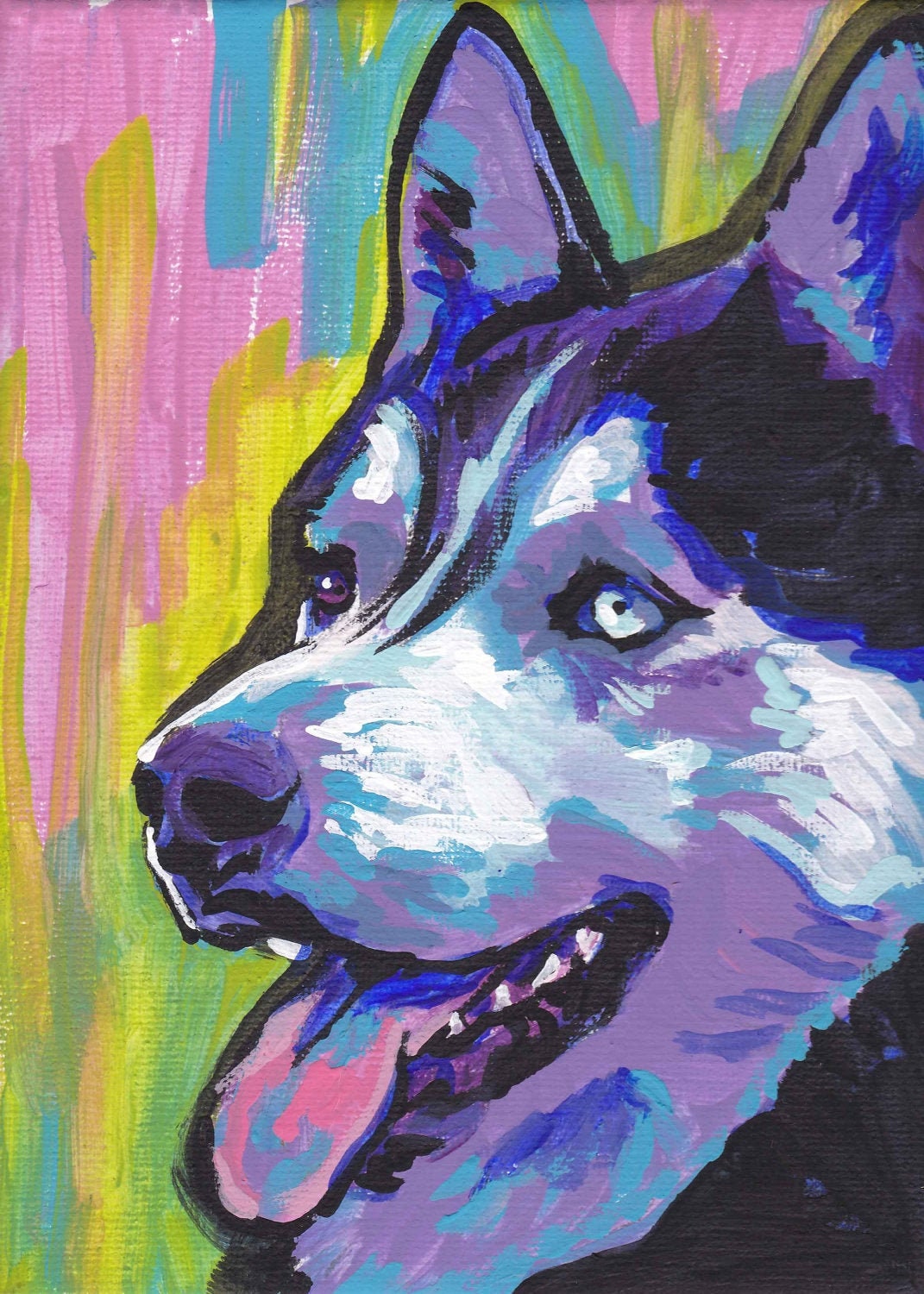 siberian HUSKY dog art print POP ART bright colors 13x19