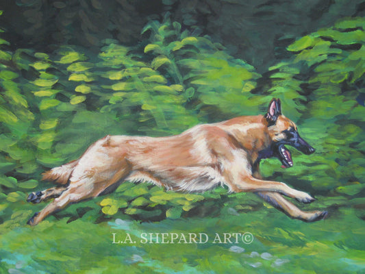 MALINOIS dog ART PRINT canvas print of LAShepard painting 8x10
