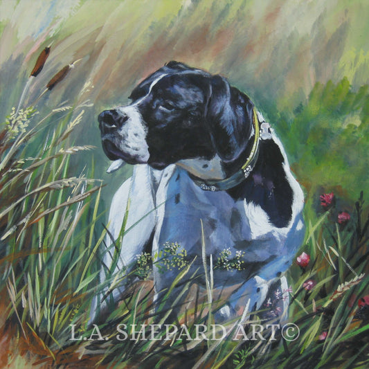 ENGLISH POINTER dog ART print of LAShepard painting 8x8