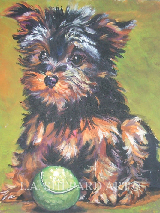 YORKIE Yorkshire Terrier dog art canvas PRINT of LA Shepard painting 8x10