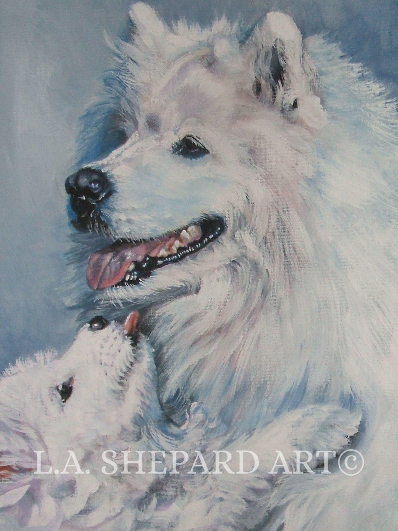 SAMOYED dog PORTRAIT canvas PRINT of LAShepard painting 11x14"