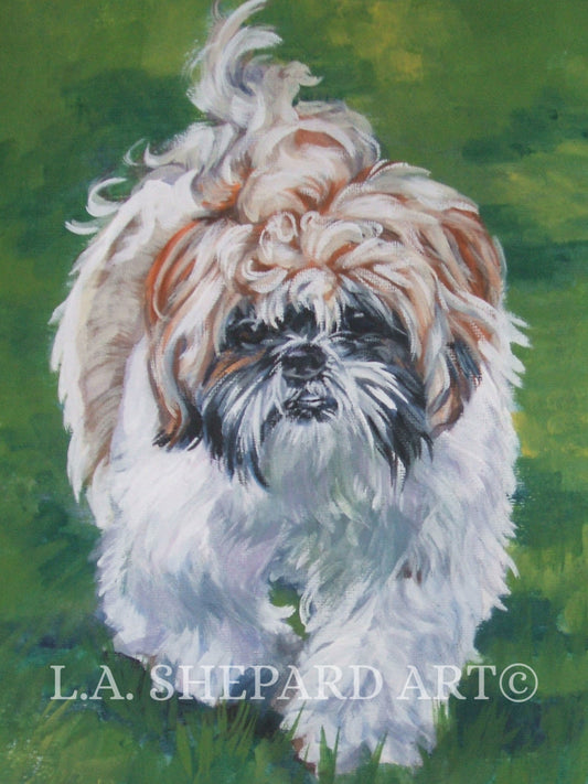 SHIH TZU dog ART canvas print of LAShepard painting 8x10