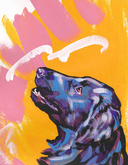 Flat-Coated Retriever art print portrait of pop dog art  8.5x11"