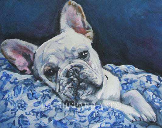 FRENCH BULLDOG art portrait canvas PRINT of LAShepard painting frenchie dog 8x10"