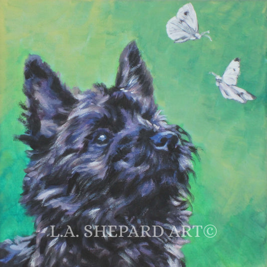 CAIRN TERRIER dog portrait art PRINT of LAShepard painting 8x8"