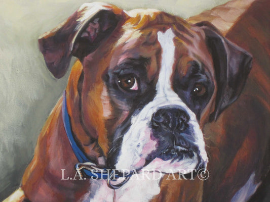 Boxer dog portrait print of LA Shepard painting 8x10" dog art