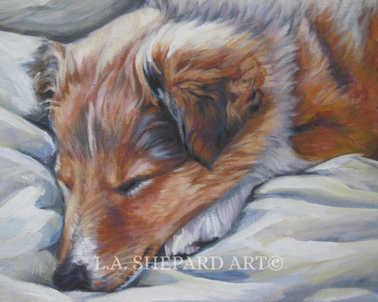 Shetland Sheepdog SHELTIE PUPPY dog art portrait PRINT of LAShepard painting 12x16