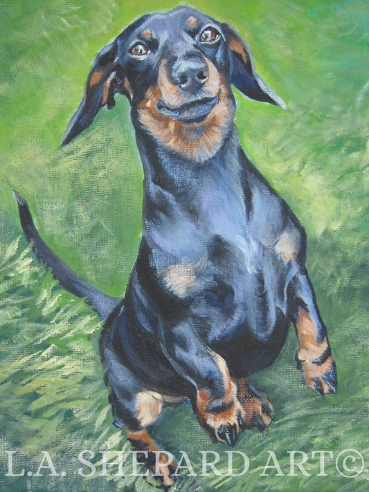 DACHSHUND DOG ART print of LAShepard painting 12x16