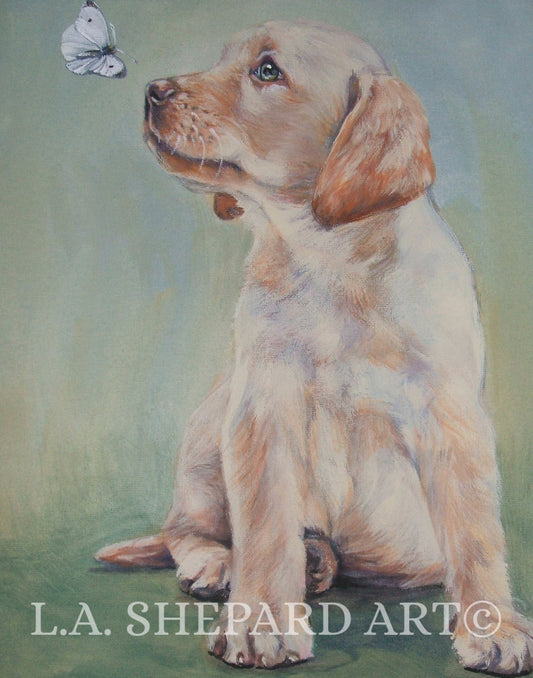 LABRADOR Retriever dog ART portrait PRINT of LAShepard painting 8x10 yellow lab