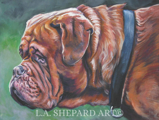 Dogue de Bordeaux DOG art PORTRAIT canvas PRINT of LAShepard painting 8x10"