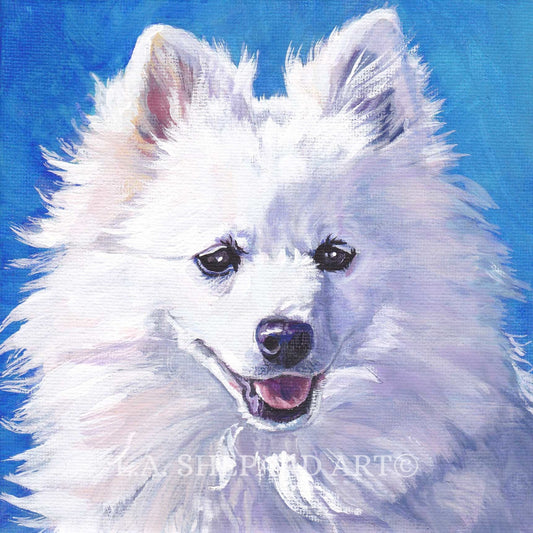 Volpino Italiano Dog art portrait print of LAShepard painting 12x12