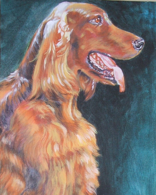 Irish Setter dog portrait art canvas print of LA Shepard painting 8x10