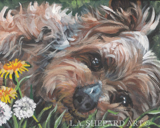 Yorkshire Terrier YORKIE DOG ART canvas print of LAShepard painting 12x16