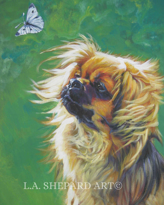 TIBETAN SPANIEL dog art portrait PRINT of LAShepard painting 8x10