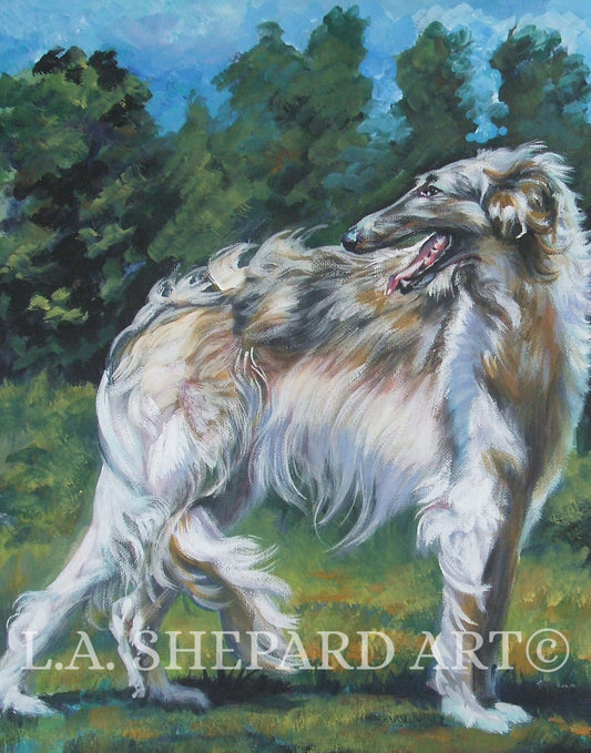 Borzoi dog art print of laShepard painting 8x10