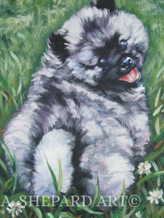 KEESHOND puppy dog ART canvas PRINT of LAShepard painting 8x10"