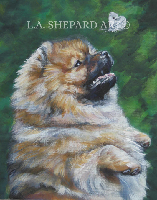 POMERANIAN dog ART portrait canvas PRINT of LAShepard painting 8x10"