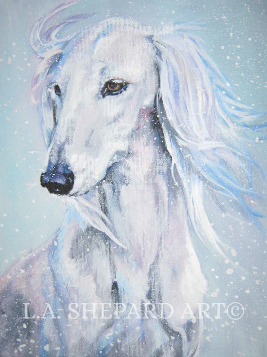 SALUKI dog ART portrait canvas PRINT of LAShepard painting 11x14