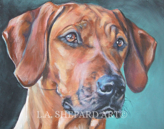 "A Solemn Stare" RHODESIAN RIDGEBACK Giclee Print of original painting by LAShepard dog painting