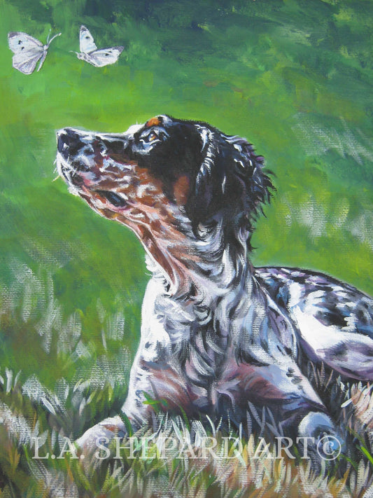 Llewellin ENGLISH SETTER dog art canvas PRINT of LAShepard painting 8x10"