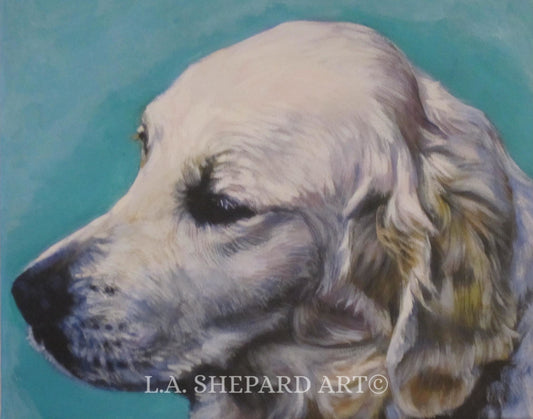 GOLDEN RETRIEVER dog art portrait PRINT of LAShepard painting 8x10