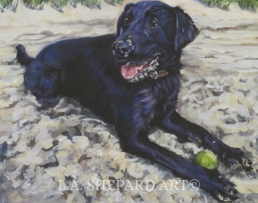 Labrador Retriever art portrait BLACK LAB PRINT of LAShepard painting 8x10