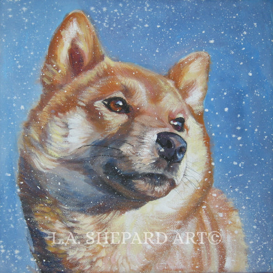 Shiba Inu dog art portrait print of LA Shepard painting 8x8