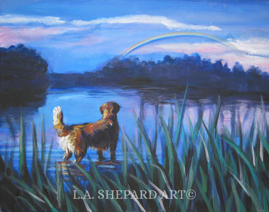 GOLDEN RETRIEVER dog art PRINT of LAShepard painting 8x10