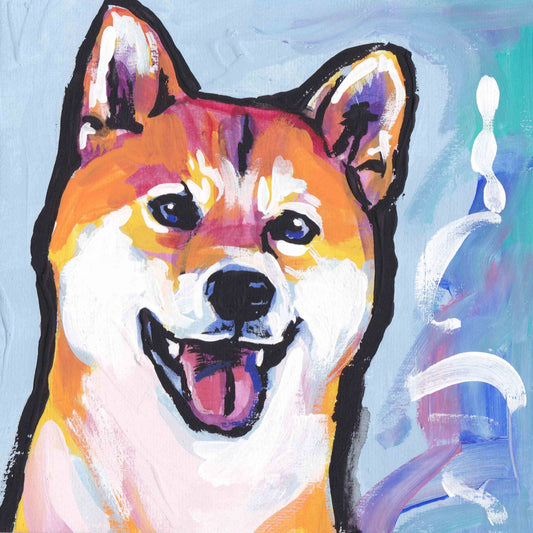 SHIBA INU dog portrait PRINT modern pop art colorful 12x12