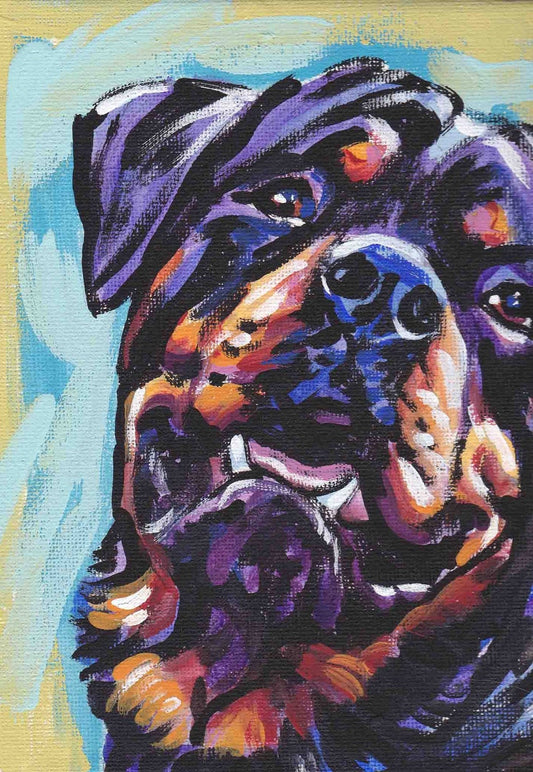 Rottweiler art print dog pop art bright colors 8.5x11" LEA