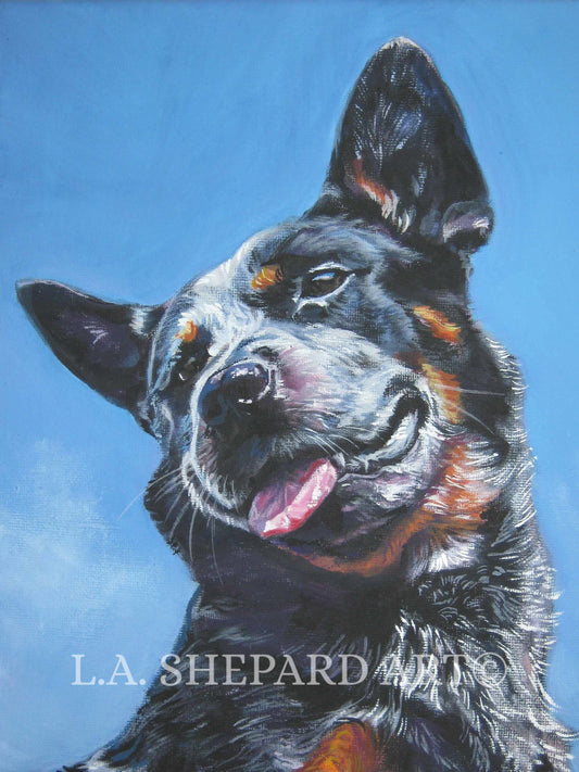 Australian Cattle Dog portrait ART PRINT of LAShepard painting 12x16 blue heeler
