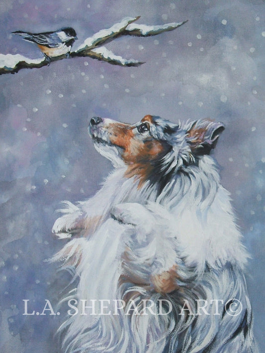Shetland Sheepdog SHELTIE dog ART canvas PRINT of LAShepard painting 8x10