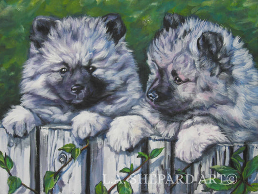 KEESHOND puppy dog ART canvas PRINT of LAShepard painting 8x10"