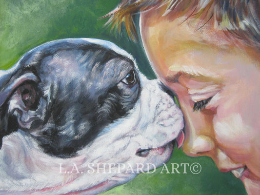BOSTON TERRIER dog art PRINT of LAShepard painting 8x10
