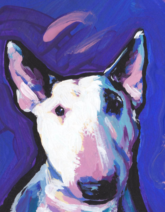 BULL TERRIER dog art PRINT of pop art painting 8.5x11