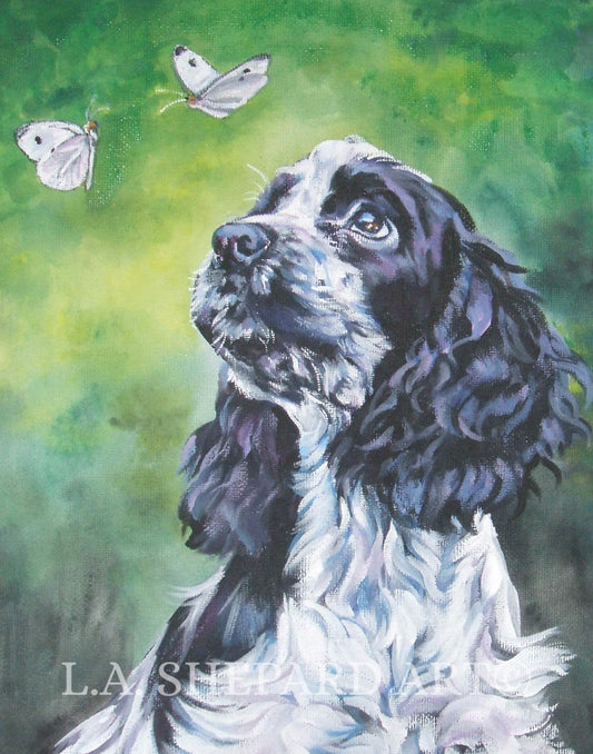 English Cocker Spaniel portrait dog art canvas of LAShepard painting 8x10